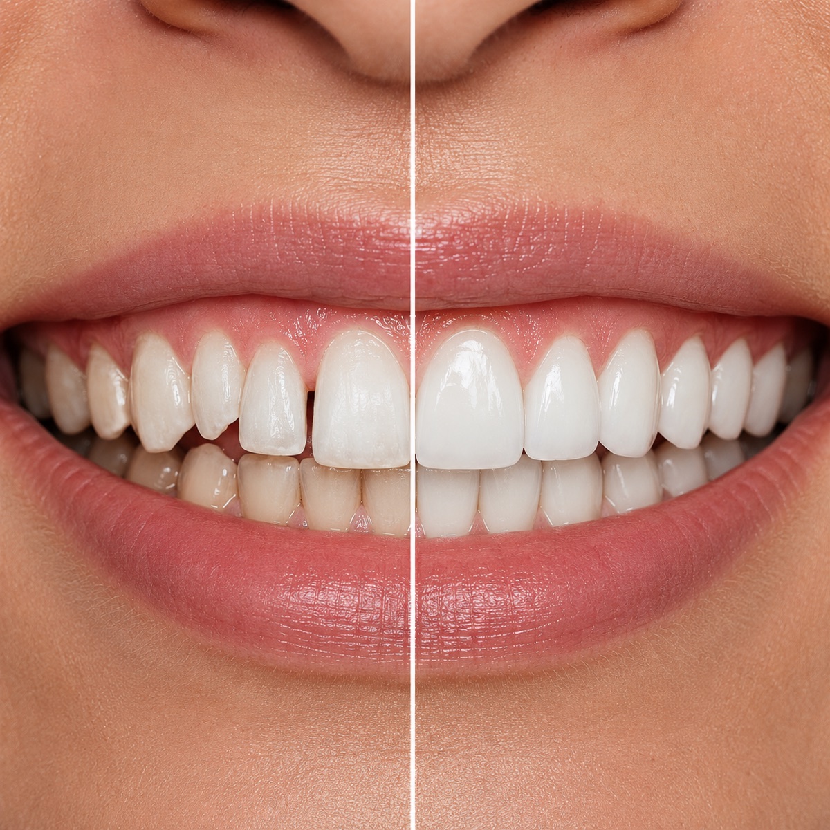 Antes e depois — facetas em resina